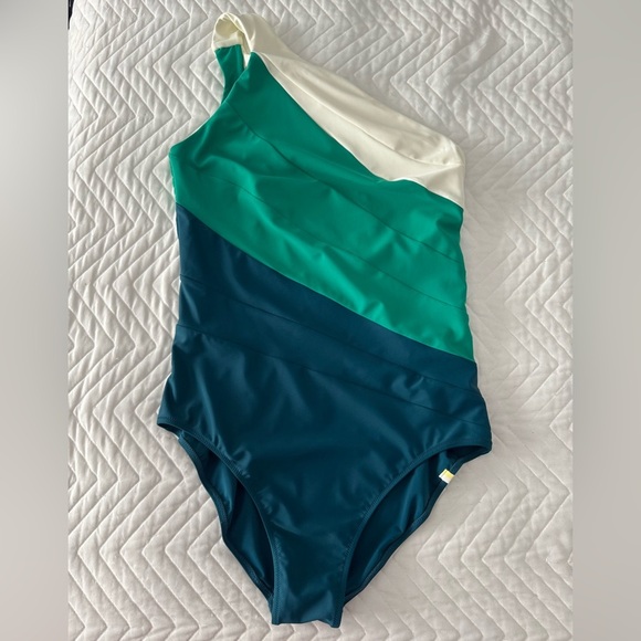 summersalt Other - Summersalt The Sidestroke One Piece Swimsuit Seaweed Seaglass White Sand 14